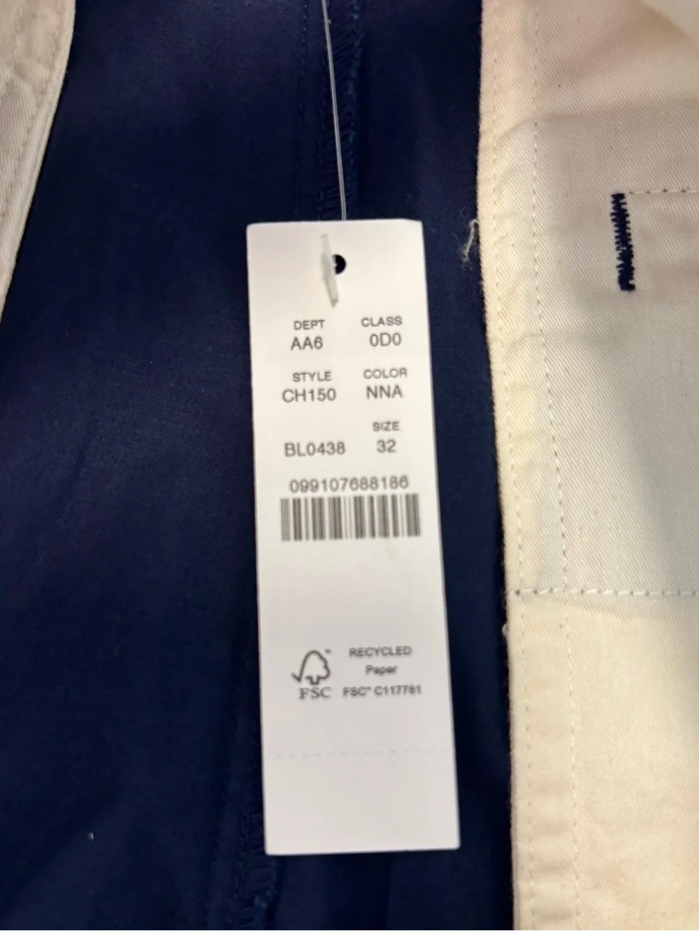 NWT J. Crew Men’s Size 32 Navy 9” Portsider Chino Shorts